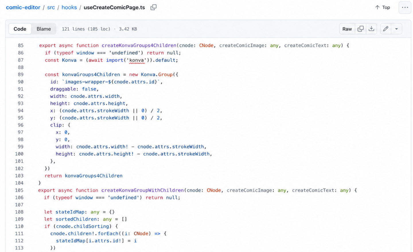 KomikoAI comic editor implementation with Konva code